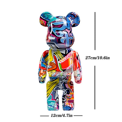 27cm Graffiti Bear Figurine Home Decoration Animal Statue Storage Money Jar Mod image 6