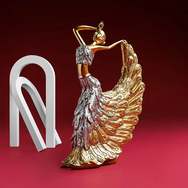 SAAKAR Resin Retro Peacock Dancer Statue Figurines for Interior Figure Decorati image 3