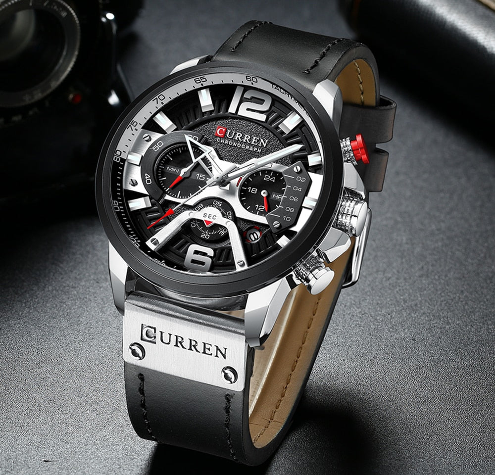 CURREN Casual Sport Watches for Men Top Brand Luxury Military Leather Wrist Wat image 8