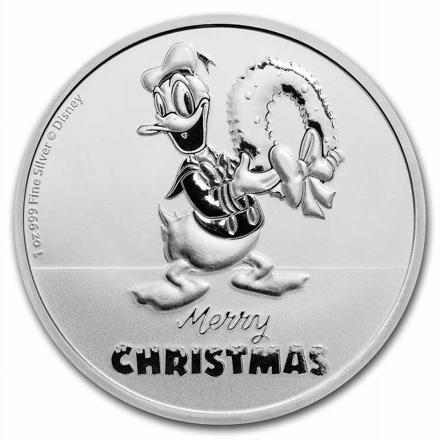 2022 Niue 1 oz Silver $2 Disney Donald Duck Christmas BU image 0