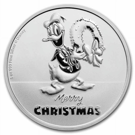 2022 Niue 1 oz Silver $2 Disney Donald Duck Christmas BU image 0