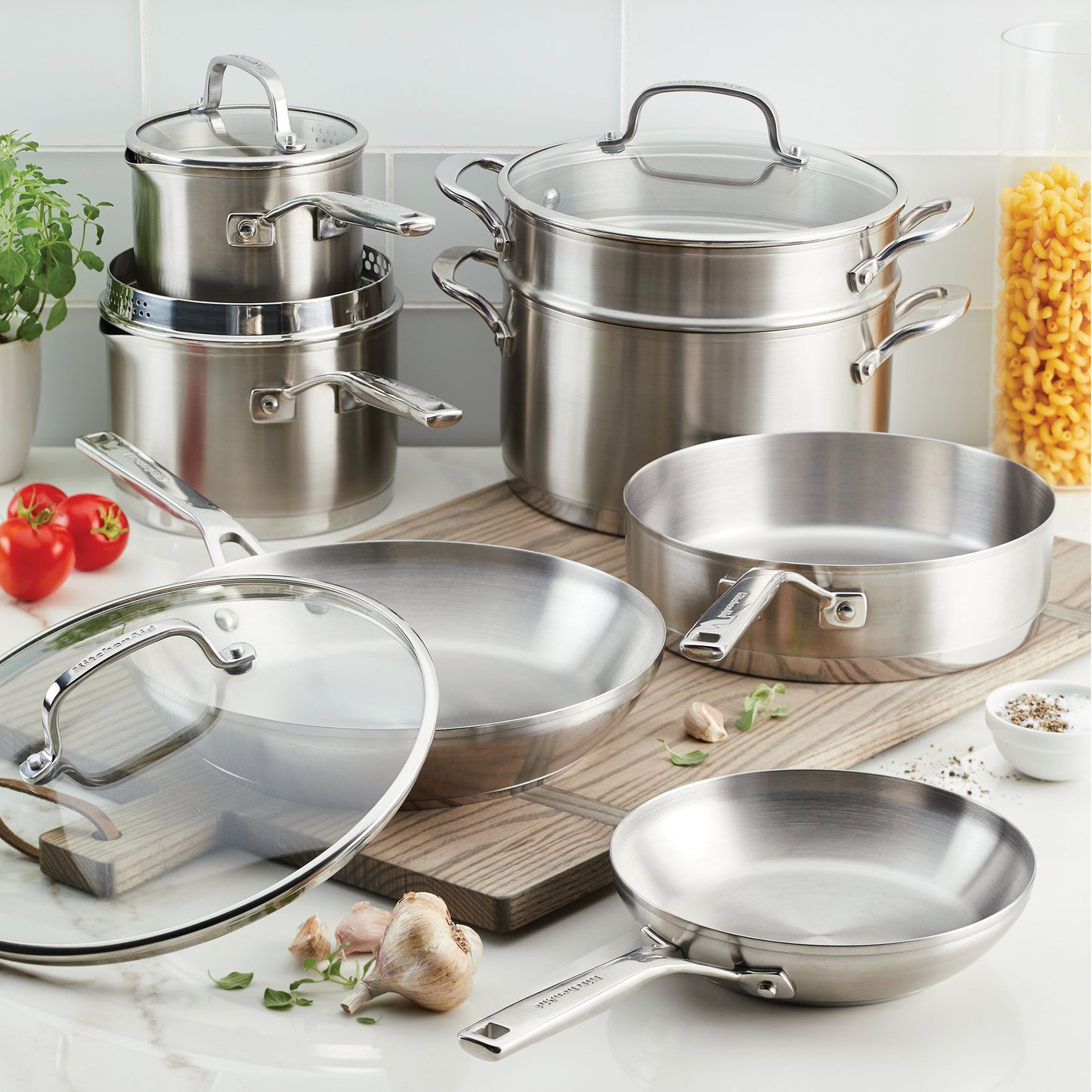 KitchenAid 11-Piece Tri-Ply Stainless Steel Cookware Set image 0