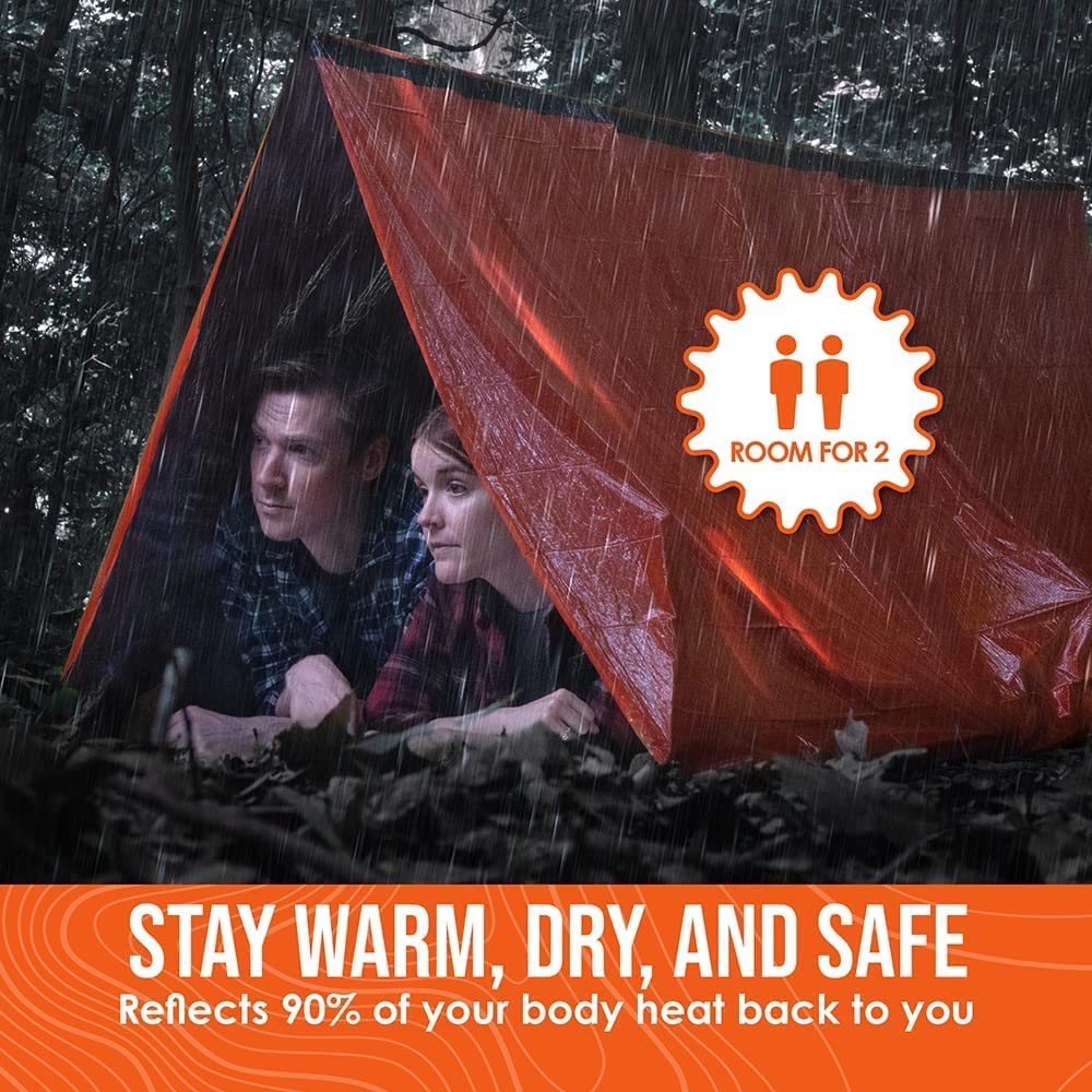 2 Person Emergency Shelter Bivy Survival Tent Kit Mylar Tube Tent Sleeping Bag image 6