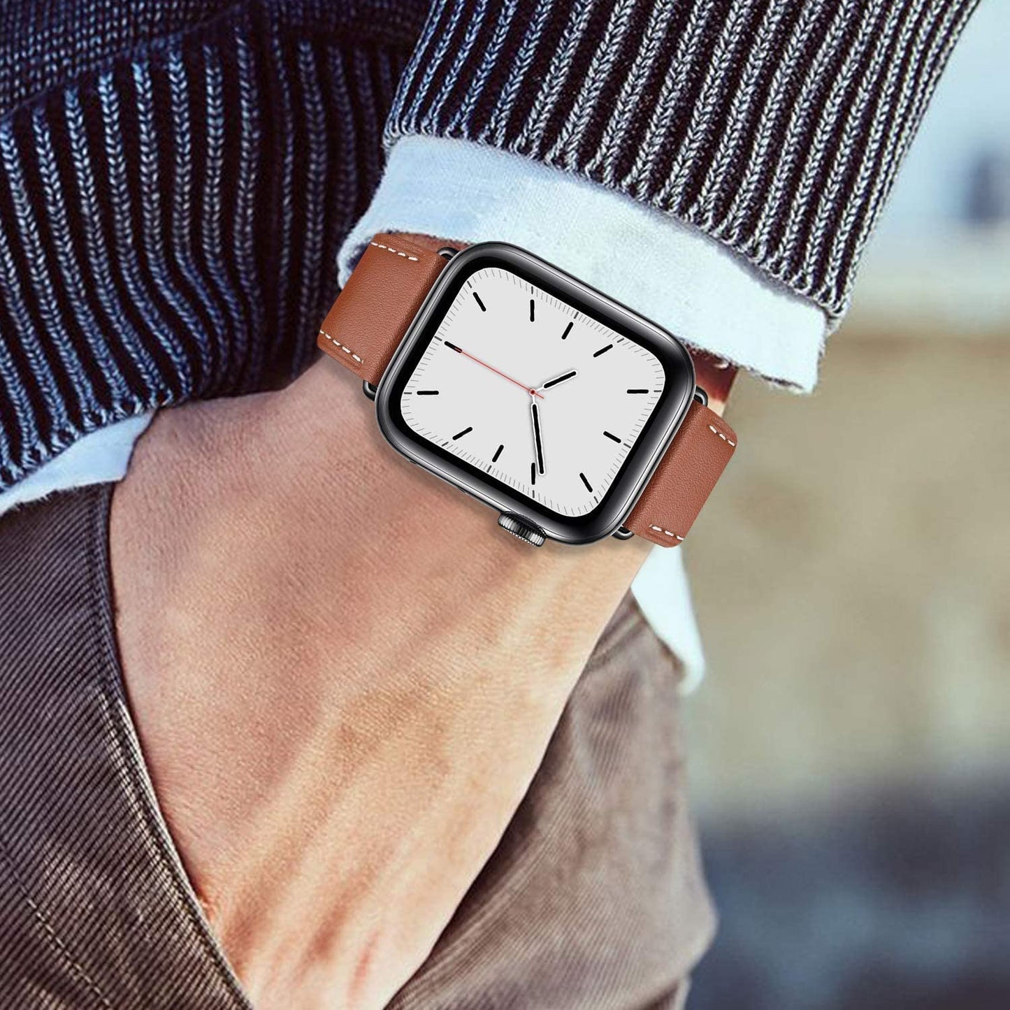 Leather strap For Apple watch band 44mm 45mm 49mm 41mm 40mm Accessorie wristban image 6