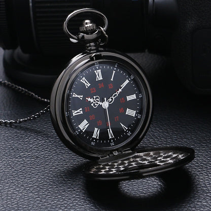 Vintage Charm Black Unisex Fashion Roman Number Quartz Steampunk Pocket Watch W image 5