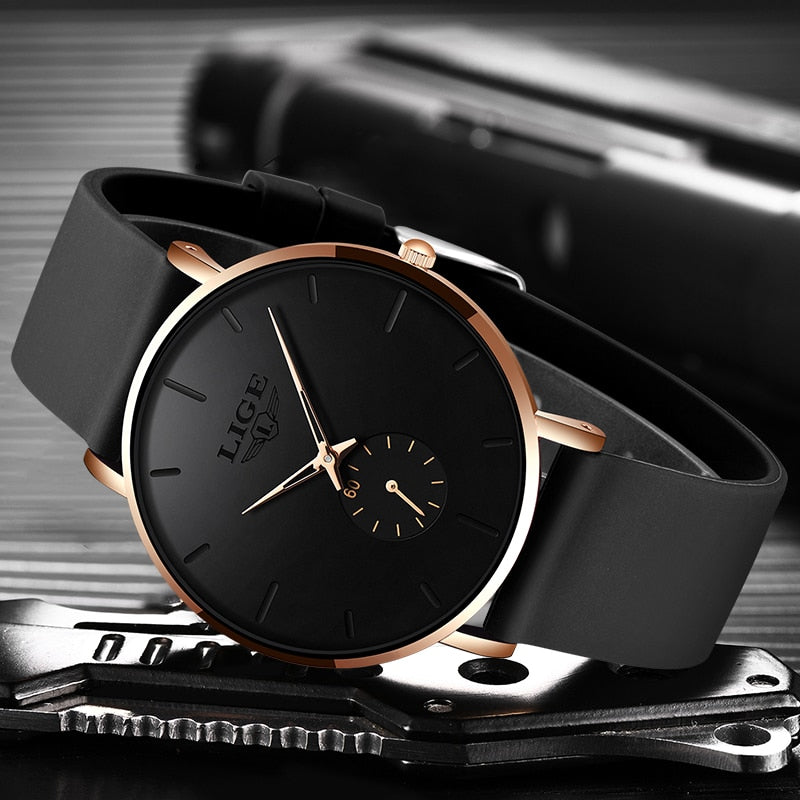LIGE New Fashion Mens Watches Top Brand Luxury Sport Waterproof Simple Ultra-Th image 9