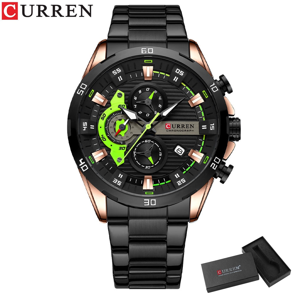 CURREN Stainless Steel Watches for Mens Creative Fashion Luminous Dial with Chr image 3