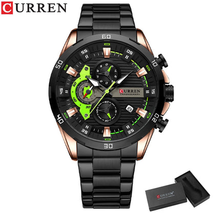 CURREN Stainless Steel Watches for Mens Creative Fashion Luminous Dial with Chr image 3