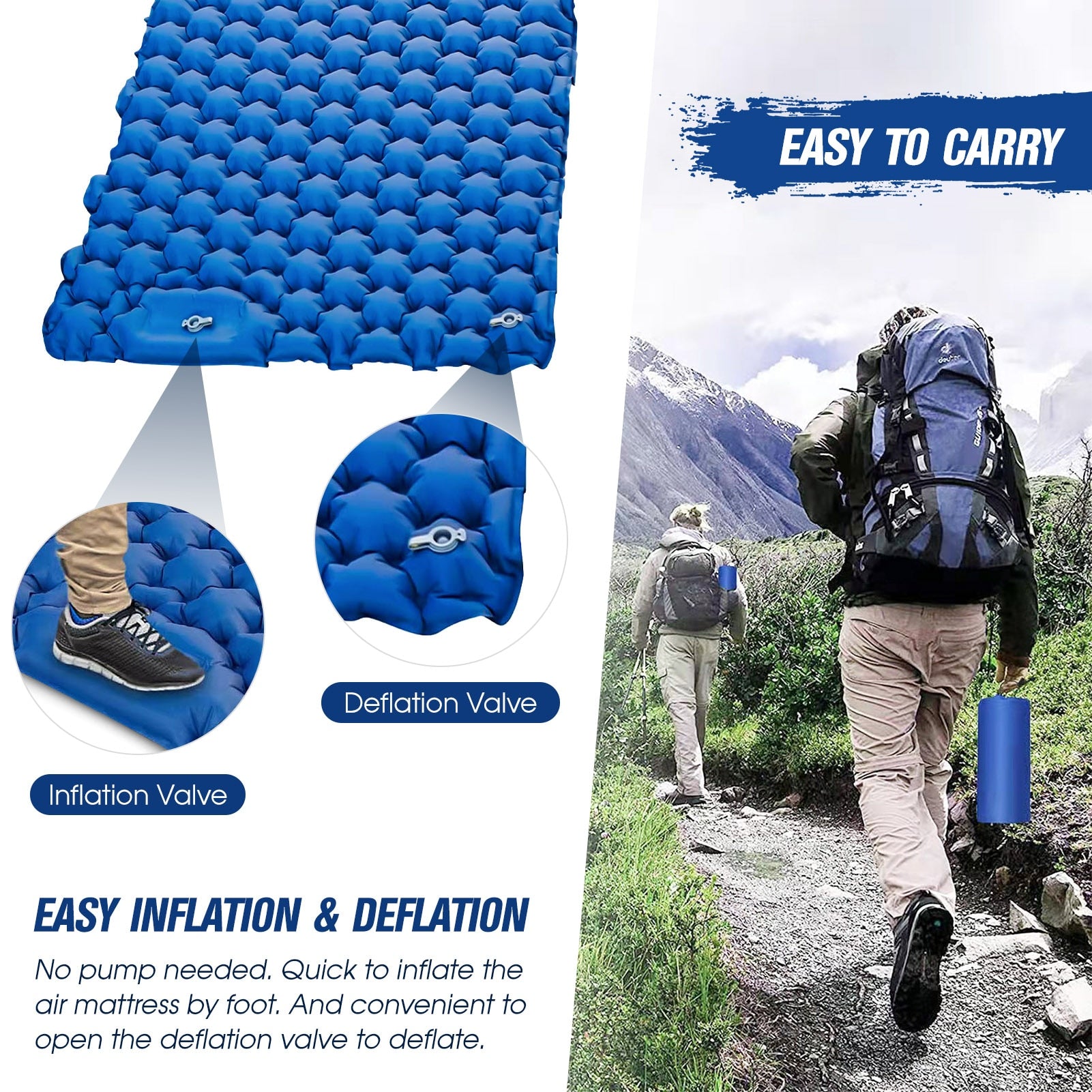 2 Person Camping Mat Lightweight Air Mattress Waterproof Outdoor Sleeping Gear image 9