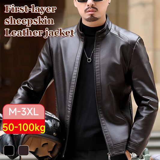Men's Leather Jacket Stand Collar Jacket Men's Casual PU Leather Jacket Casual