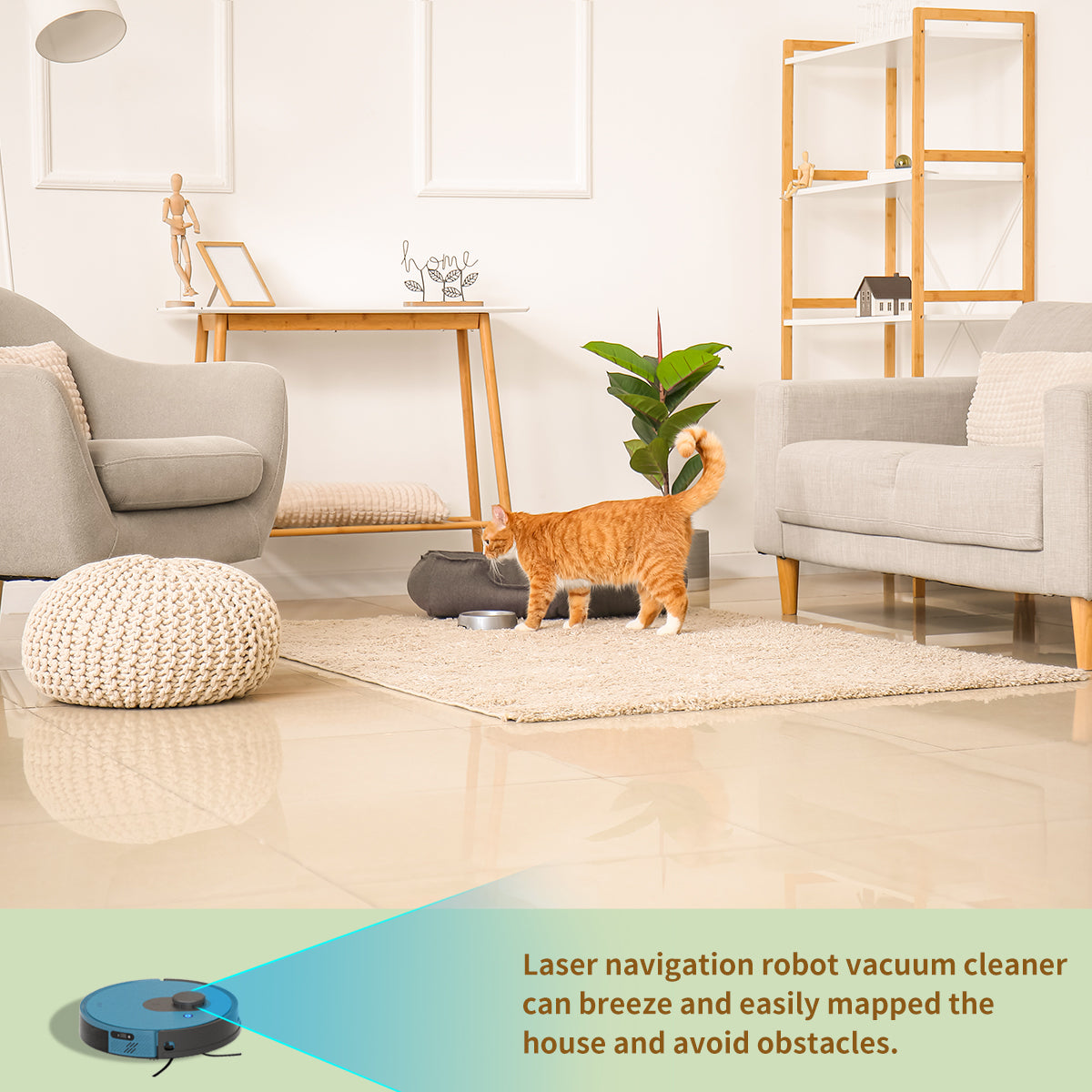 OKP L1 Robot Vacuum cleaner, 3800Pa suction with Lidar Navigation, 5L Dust-Bag  image 2