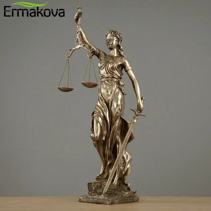 ERMAKOVA European Antique Bronze Greek Justice Goddess Statue Fair Angels Resin image 0