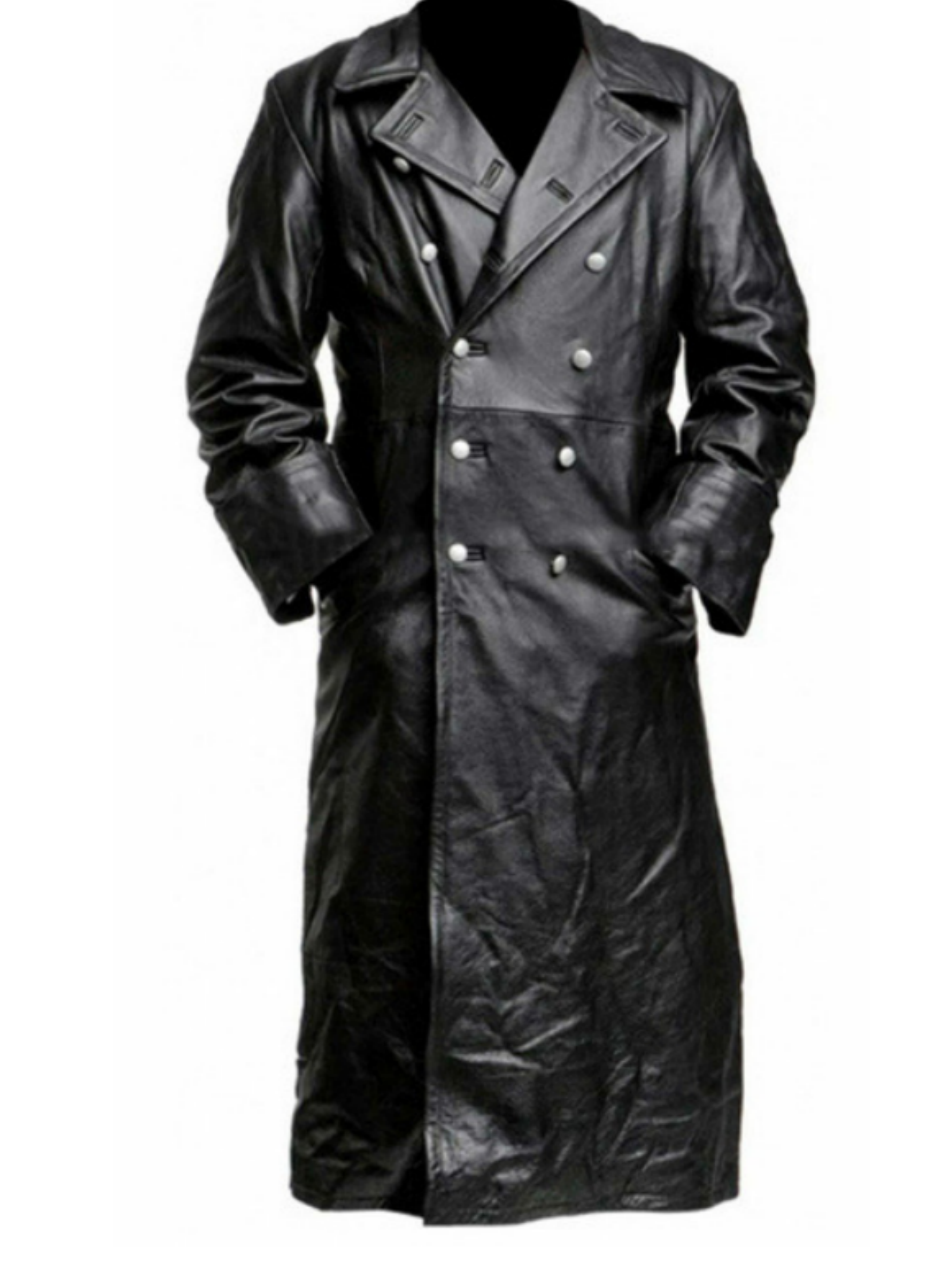 2024 Spring Men Faux Leather Trench Fashion Long Sleeve Autumn Windbreaker Coat image 6
