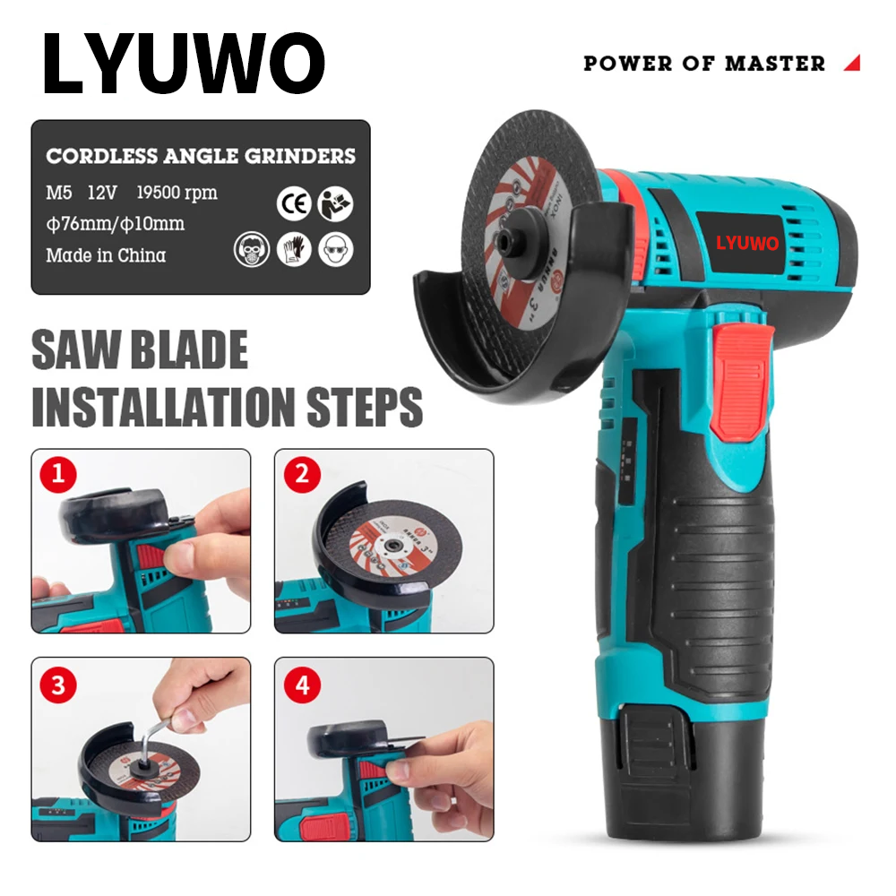 LYUWO Mini Angle Grinder Mini Household Rechargeable Cutting Machine Polishing image 0