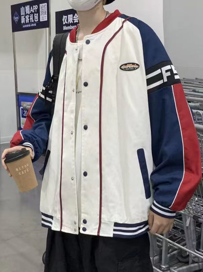 Vintage Y2k Letter Embroidered Jacket Coat Men's Street Trend Wild Pilot Baseba image 3