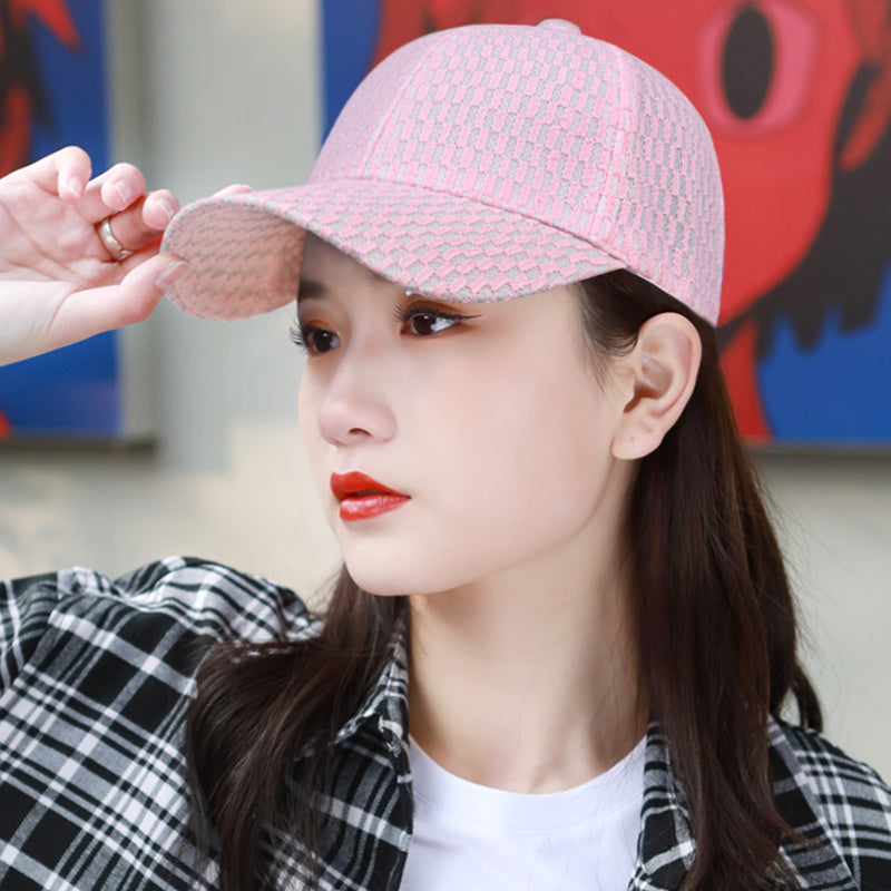 Hat Female Summer Thin Mesh Breathable Baseball Cap L Lace Plaid Korean Peaked image 4