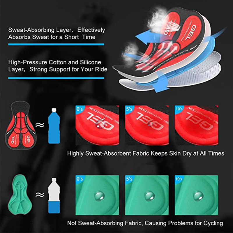 Three pocket Cycling Shorts Bike Tights Triathlon 5D Gel Padded Pro Lycra Bicyc image 10