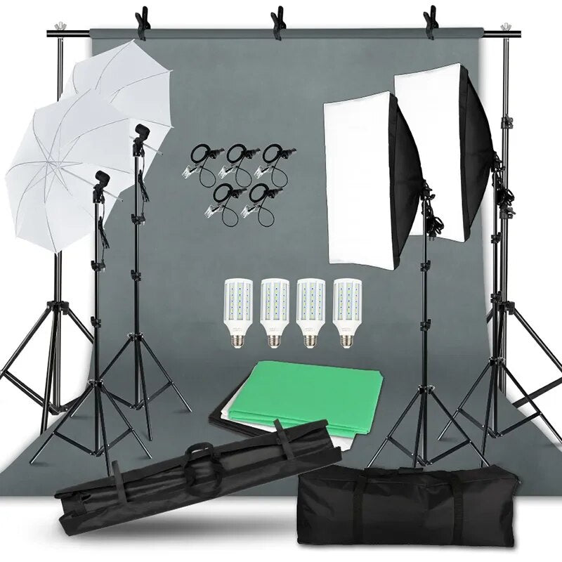 Pography Po Studio Softbox Lighting Kit With 2.6x3M Background Frame 3pcs image 3