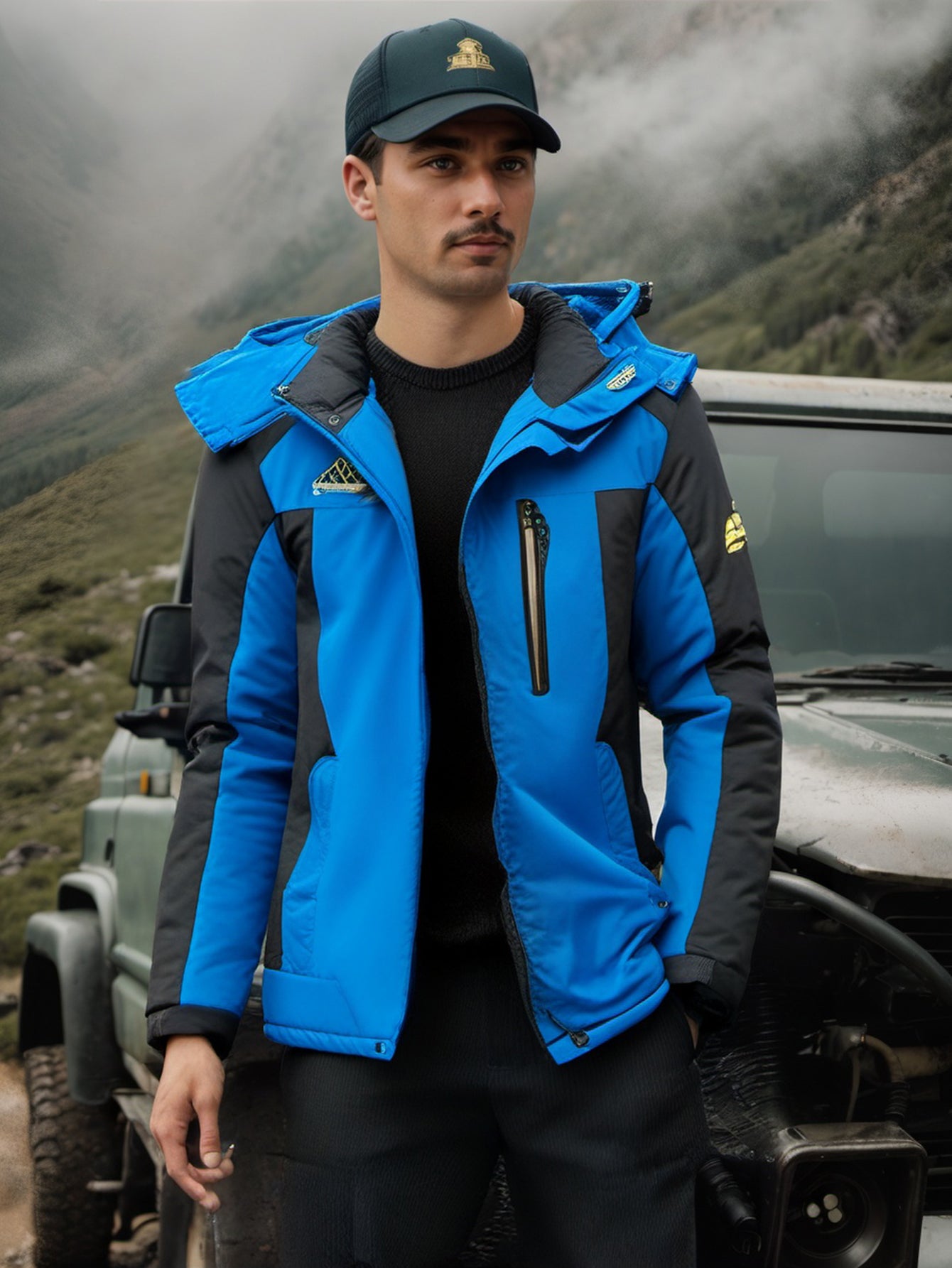 Men's Winter Fleece Lined Thickened Ski Jacket Windproof Waterproof Thermal Par image 2