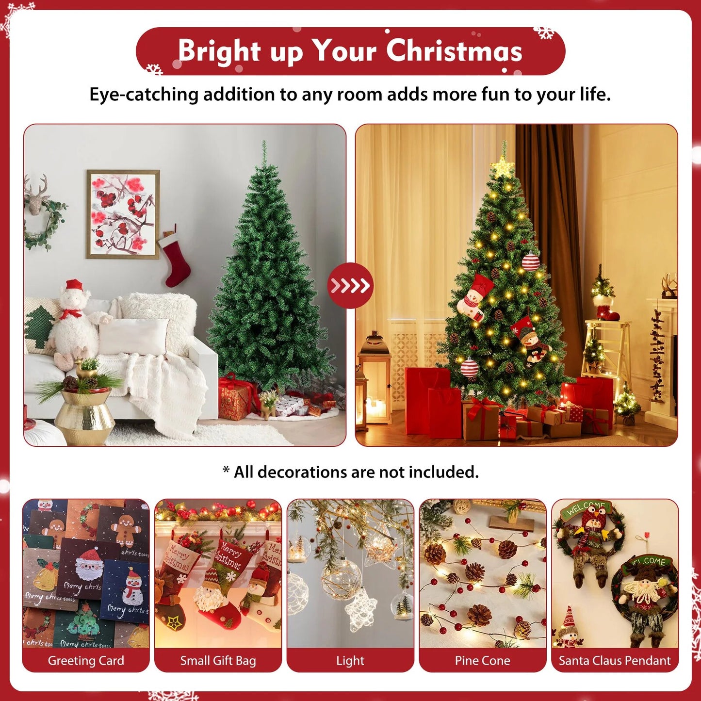 7FT Christmas Tree Artificial Christmas Tree Fake Fluffy Trees Holiday Decorati image 3