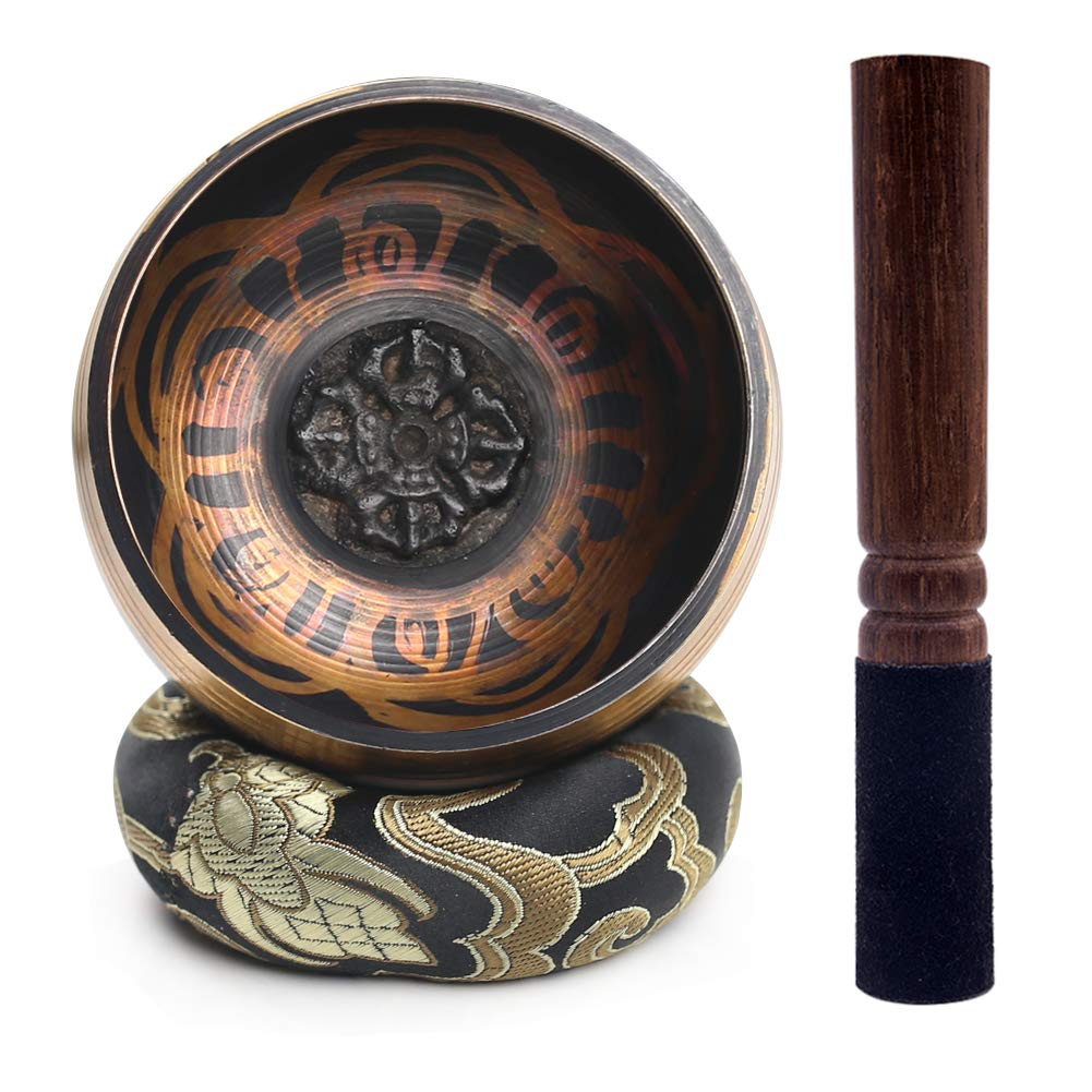 Tibetan Singing Bowl Set Lotus Unique Gift Helpful for Meditation Yoga Relaxati image 0