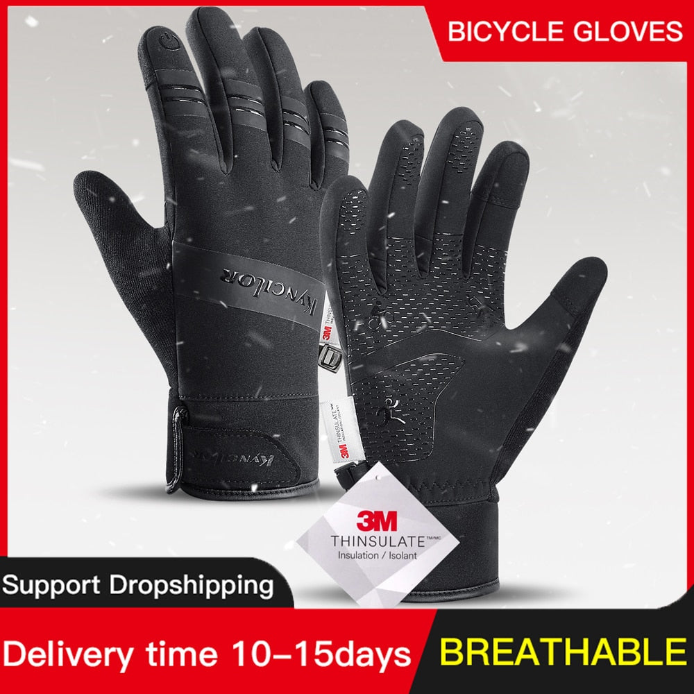 3M Gloves Black Waterproof Winter Warm Cycling Outdoor Sports Running Riding Mo