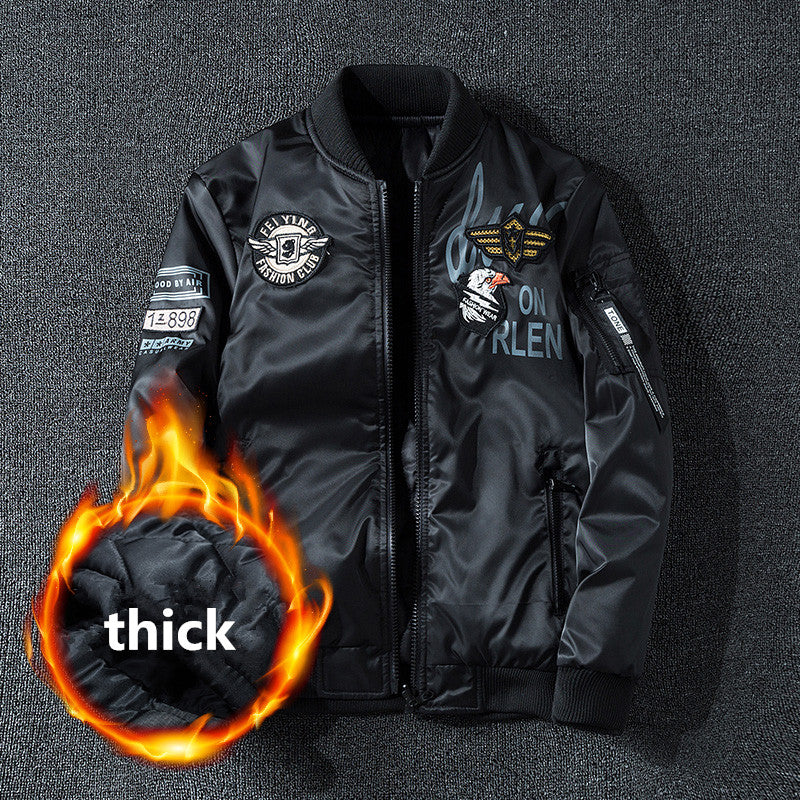 Winter Bomber Jacket Men Military Pilot Jacket Badge Fashion Double Side Wear M image 6