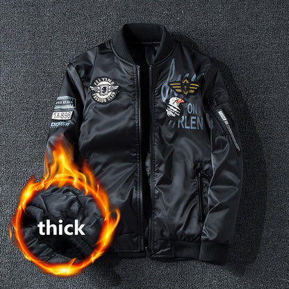 Winter Bomber Jacket Men Military Pilot Jacket Badge Fashion Double Side Wear M image 6