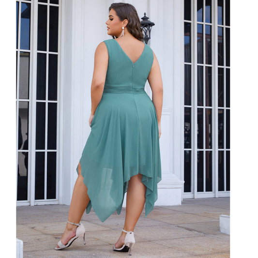 Ever-Pretty Chiffon Double V-Neck A Line Bridesmaid Dress with Asymmetrical Hem image 0