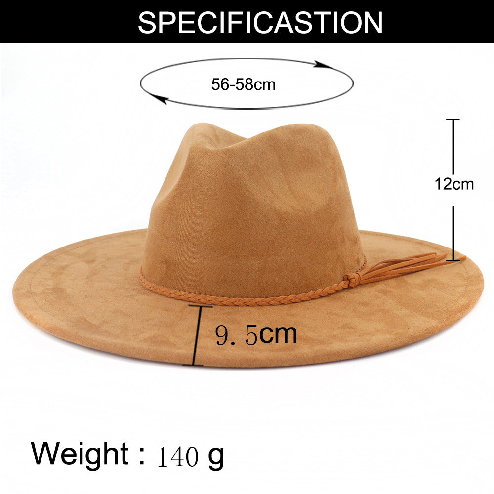 Suede Top Hat 9.5cm Wide Brim Fedora Hat Men Women Autumn Winter Felt Jazz Hats image 32