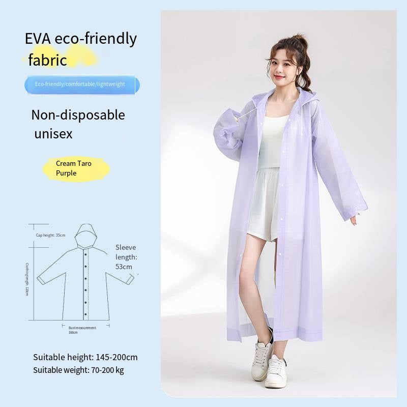 Women Waterproof Long Raincoat Waterproof Hooded EVA Rain Jacket Man Poncho Out image 2