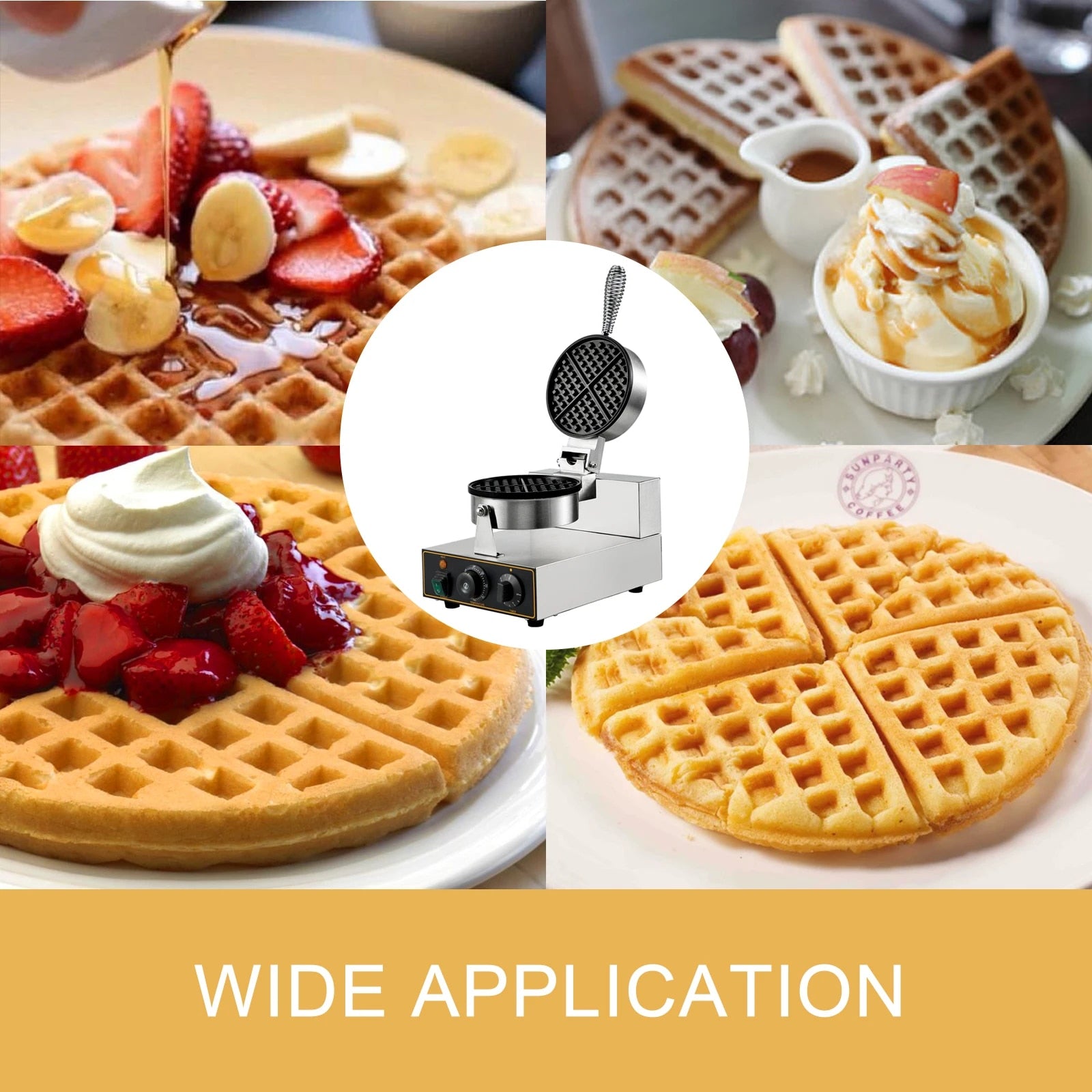 VEVOR Single/Double-head Electric Waffle Maker 180mm Nonstick Plate Cake Baking image 3