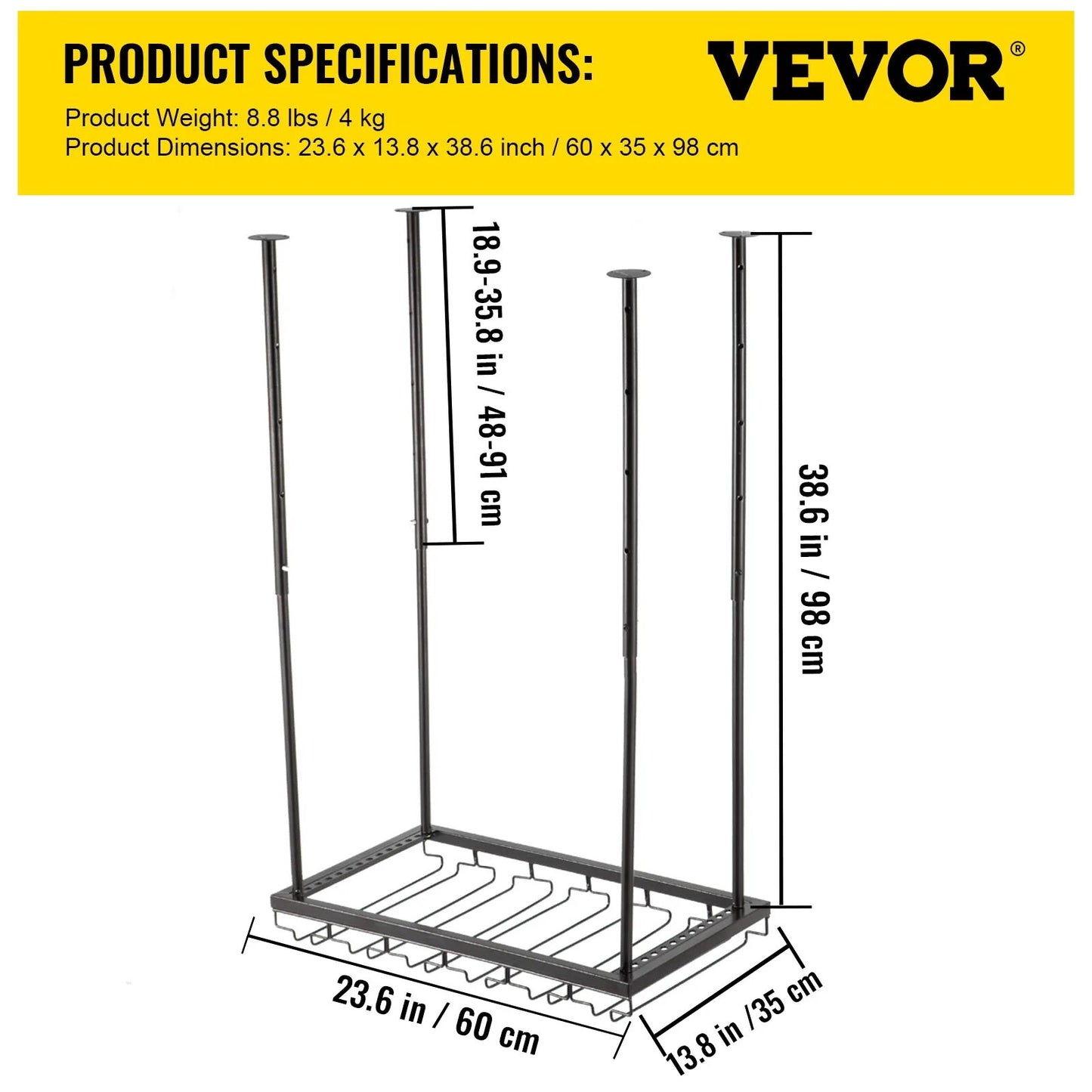 VEVOR Metal Wine Glass Rack Upside Down Ceiling Hanging Goblet Glass Cup Holder image 1
