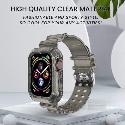 Clear Band + Case for Apple Watch 8 7 6 SE 5 3 2 Soft Transparent silicone Stra image 8