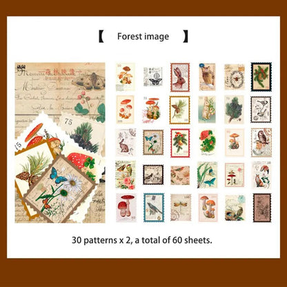 60pcs Retro Junk Journal Sticker kit DIY Diary Scrapbook Decora Sticker Suit fo image 4