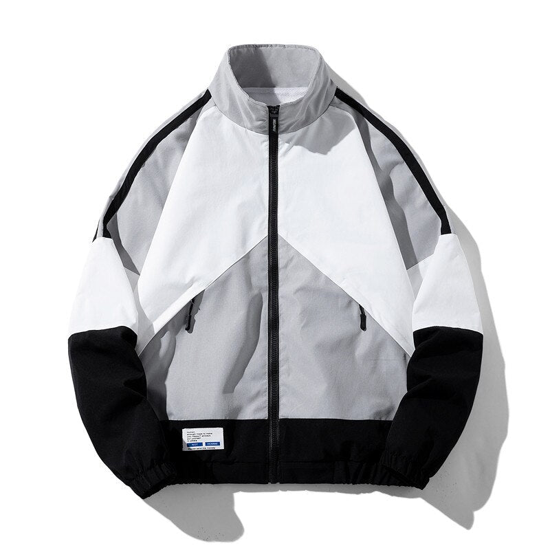 Men'S Baseball Jacket Hip Hop Patchwork Loose Jackets Spring Autumn Stand Collar Thin Men'S Windbreaker Sportswear Casual Jacket