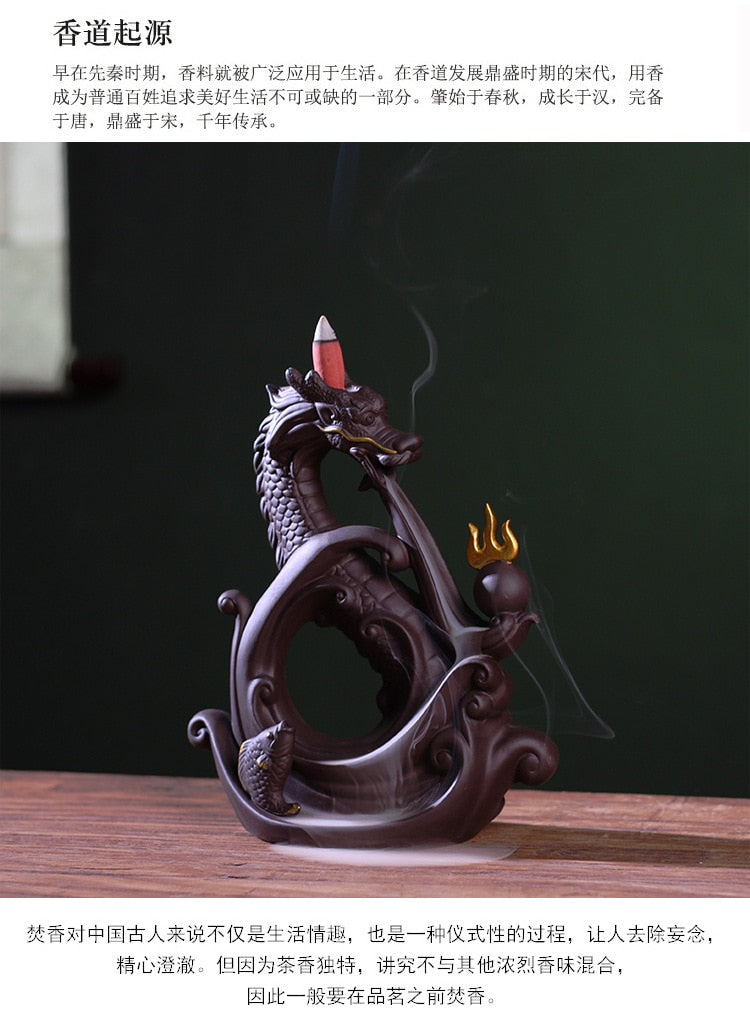 Dragon backflow incense burner ceramic smoke incense burner creative incense or image 4