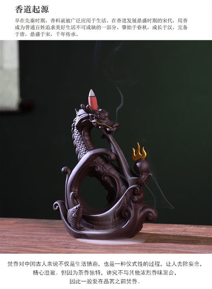 Dragon backflow incense burner ceramic smoke incense burner creative incense or image 4