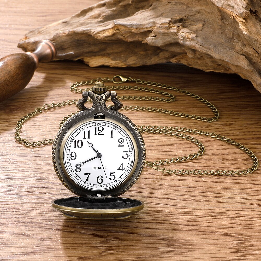 Antique Bronze Night Owl Necklace Quartz Pocket with Chain Necklace Vintage Qua image 4