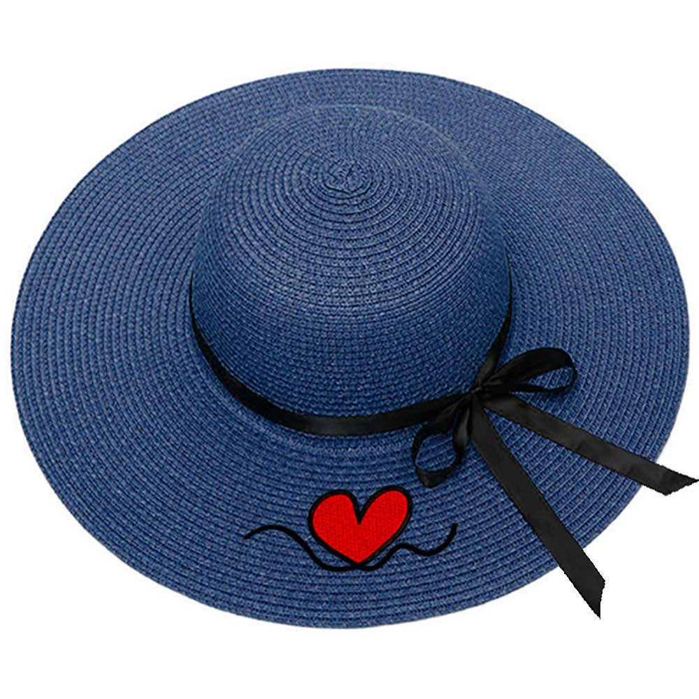Custom Beach Hats With Name Embroidery Summer Sun Straw Hat for Women's Wide Bri