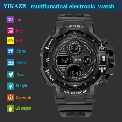 YIKAZE Black Digital Watch for Men Sports Watches Waterproof Outdoor Chronograp image 8