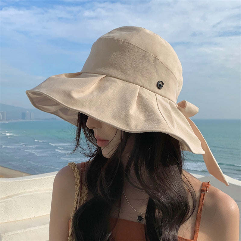 Sunscreen Hat With Bow, Large Brim For Covering The Face To Prevent Ultraviolet image 3