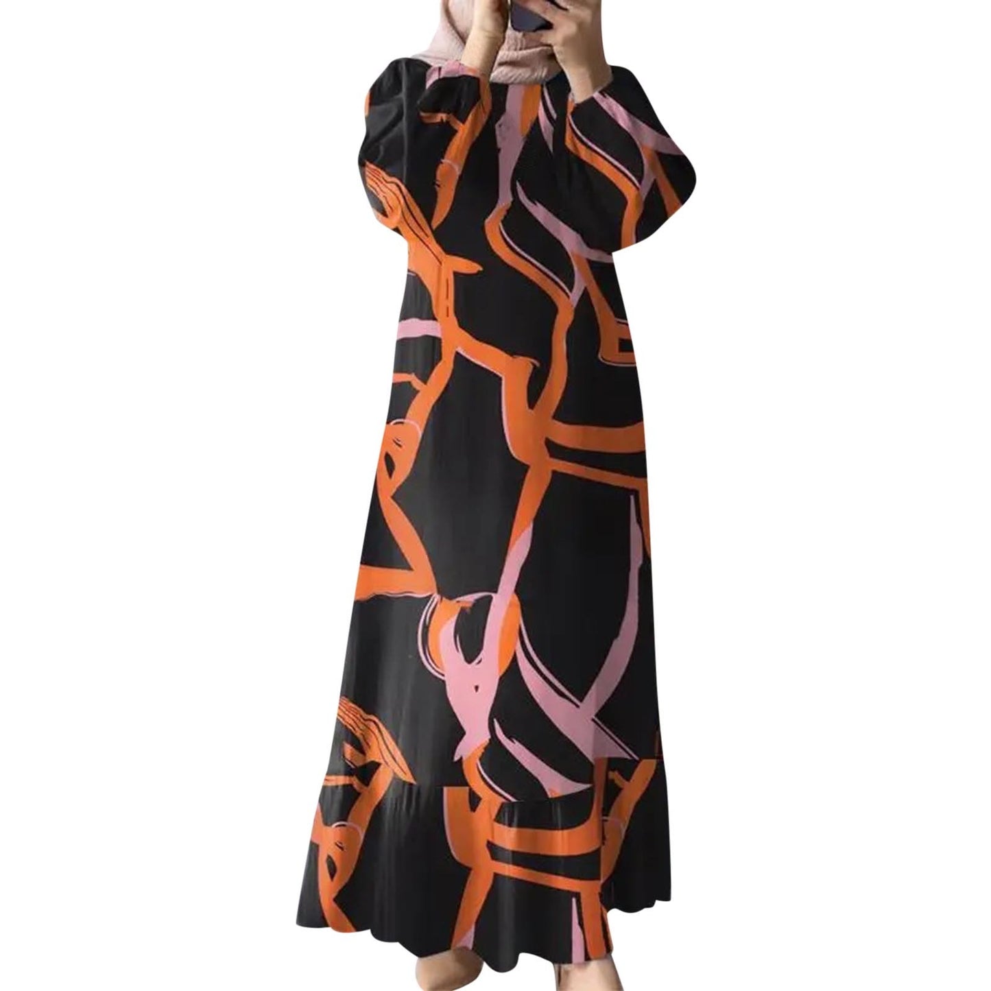 Eid Khimar Long Sleeve Abaya Dubai Turkey Islam Muslim Oversized Robe Kaftan Mo image 7