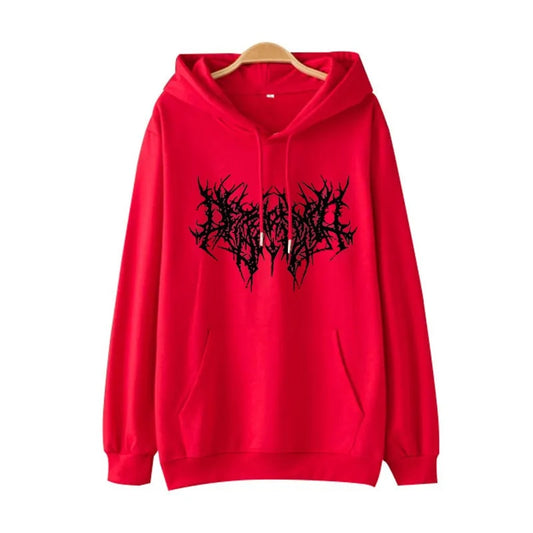 Y2K Print Hoodie Women Vintage Long Sleeve Sweatshirt Hooded Loose Women Gothic