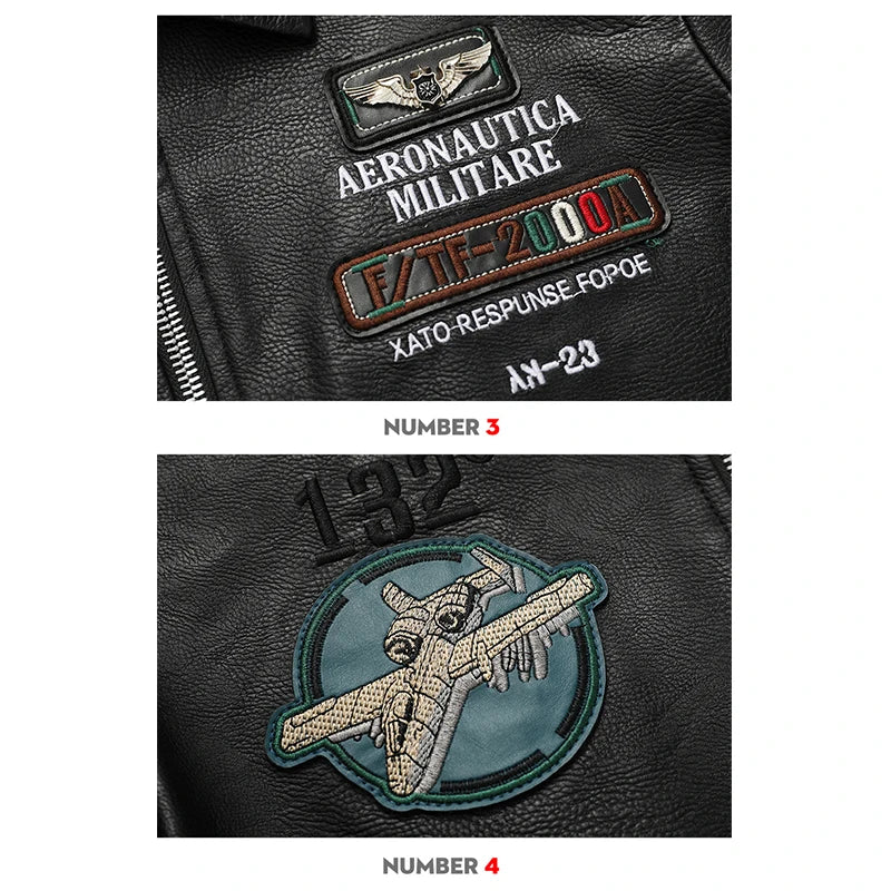 2024  Indian Embroidery Genuine Leather Jacket Men's Cowhide Motorcycle Jackets image 3