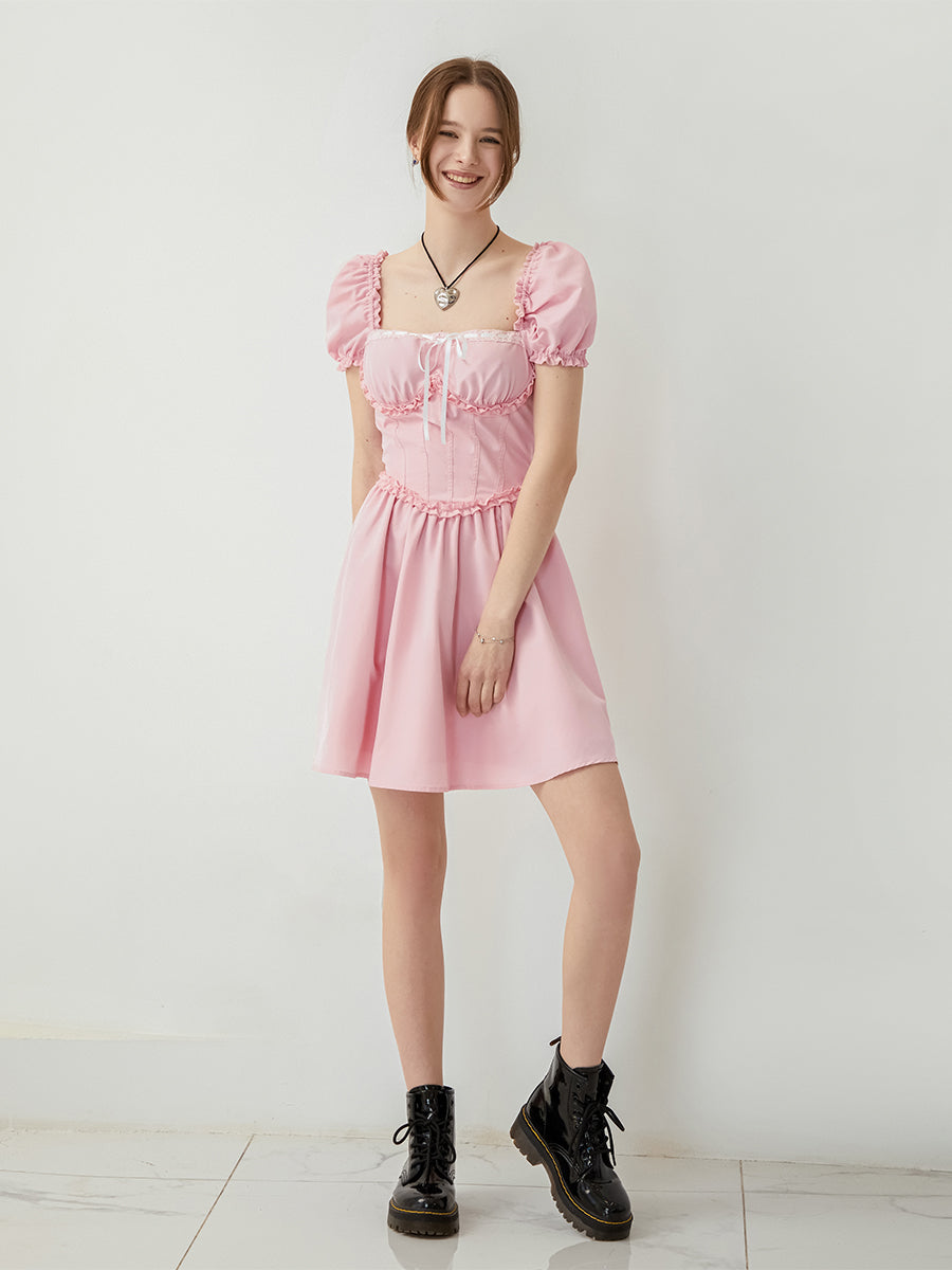 Elegant V-Neck Sleeveless Maxi Dress with Lace Detailing and Ruffled Hemline fo image 4