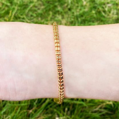 Aokaishen Round Snake Link Bracelet for Women Real Gold Plated Hip Hop Jewelry image 3