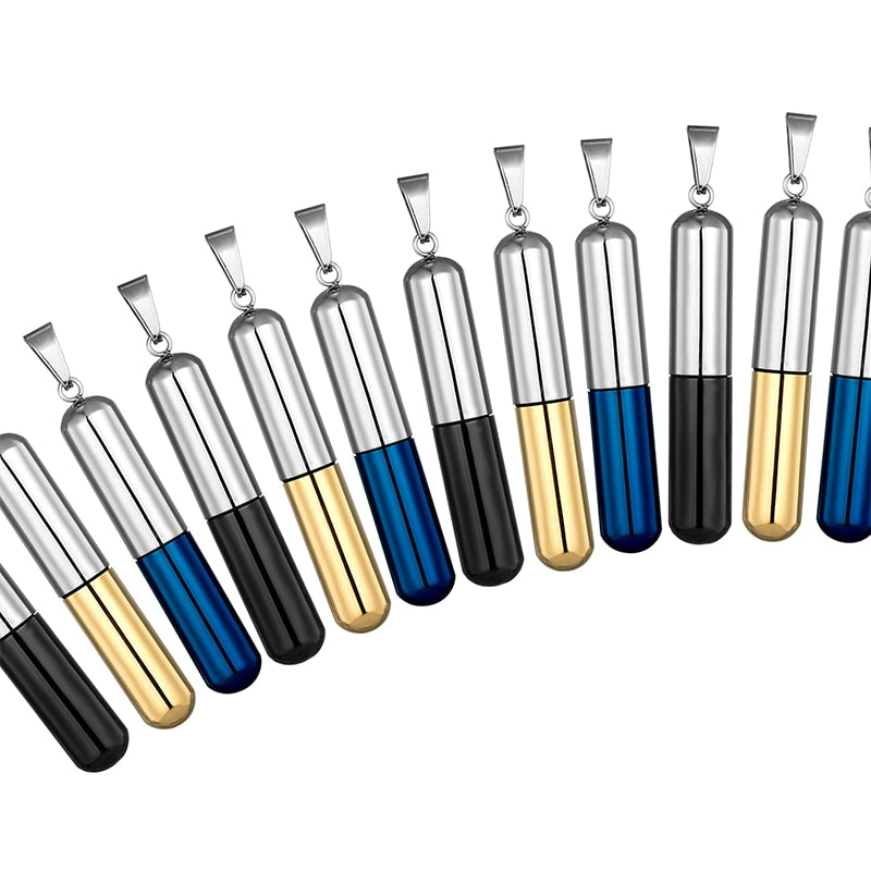 Cylindrical Perfume Box Stainless steel Pendant Pet Urn Necklace Drifting bottl image 6