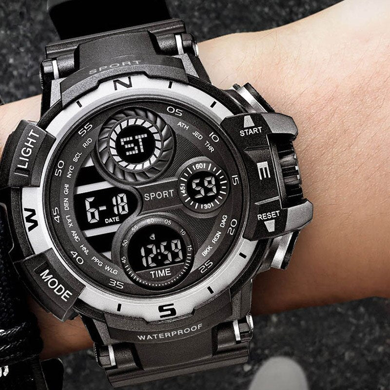 YIKAZE Black Digital Watch for Men Sports Watches Waterproof Outdoor Chronograp image 4