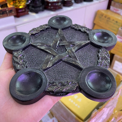 Astrology Star Candlestick Table Pentacle Altar Plate Resin Divination Cup Cand image 2